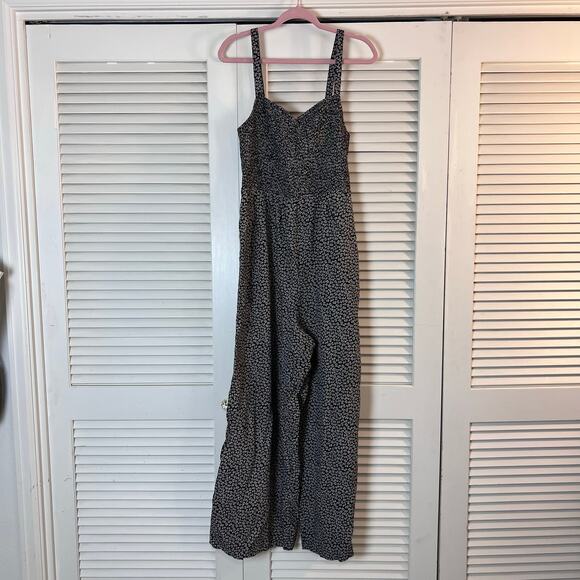 Madewell Lucie Wide-Leg Jumpsuit in Micro Daisy Black Floral Size XL - Picture 4 of 12